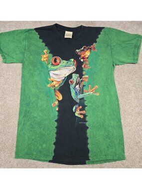 Habitat Y2K Vintage Tree Frog Graphic Tee Shirt Colorful Tie Dye Rare Men's M